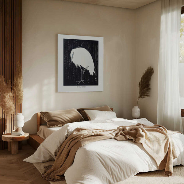 Tablou canvas „Egret In The Rain” de Ohara Koson