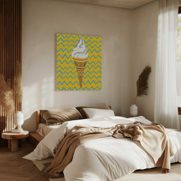 Tablou canvas „Ice Cream Yellow Zigzag” de Alice Straker