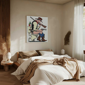 Tablou canvas „Cowboy On the Toilet” de In The Washroom