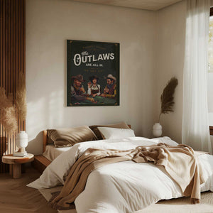 Tablou canvas „Outlaws Are All In Cool Cowboy Poker Art” de The Whiskey Ginger