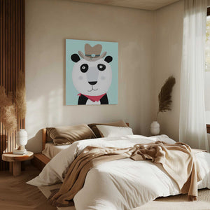 Tablou canvas „Funny Panda with Cowboy Hat by Artist Carla Daly” de Carla Daly