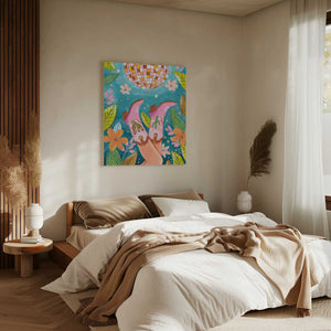 Tablou canvas „Cowboy boots and disco ball” de Caroline Bonne Müller