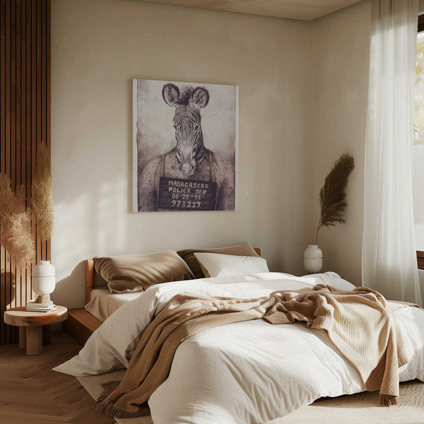 Tablou canvas „Zebra Mugshot Mystery” de Mike Koubou