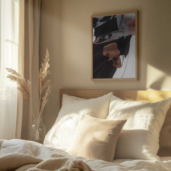 Tablou înramat „Dynamic Brushstrokes in Brown and Copper” de uplusmestudio