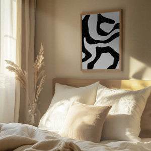 Tablou înramat „Organic Black Forms with Speckled Patterns” de uplusmestudio