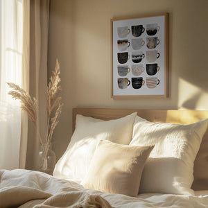 Tablou înramat „Pretty Coffee Cups” de Elisabeth Fredriksson