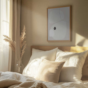 Tablou înramat „Minimalist Beige and White Geometric Shapes” de uplusmestudio