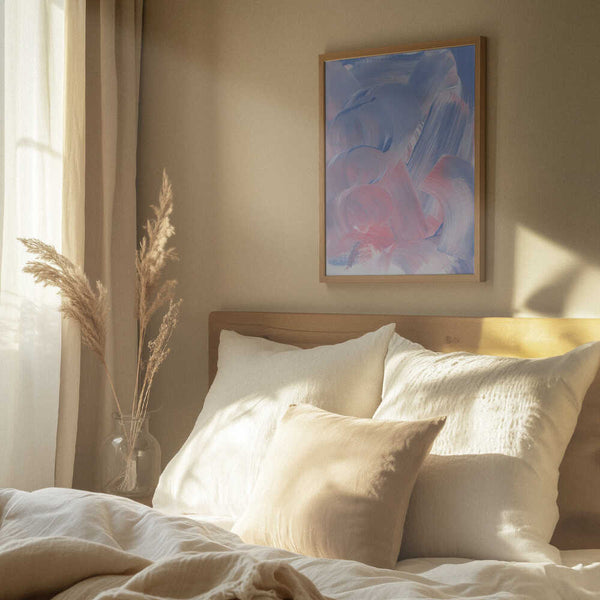 Tablou înramat „Pastel Brushstrokes In Blue And Pink Hues” de uplusmestudio
