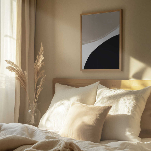 Tablou înramat „Beige And Black Organic Shapes” de uplusmestudio