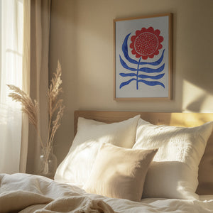 Tablou înramat „Red Flower / Lino Print” de Alisa Galitsyna