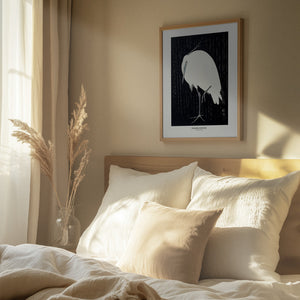 Tablou înramat „Egret In The Rain” de Ohara Koson