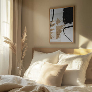 Tablou înramat „Abstract Black and Gold-6” de Sally Ann Moss