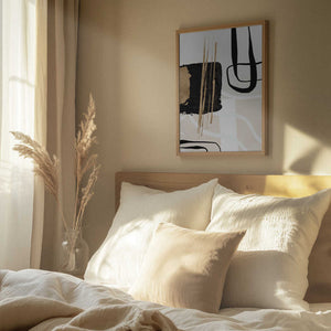 Tablou înramat „Abstract Black and Gold-5” de Sally Ann Moss