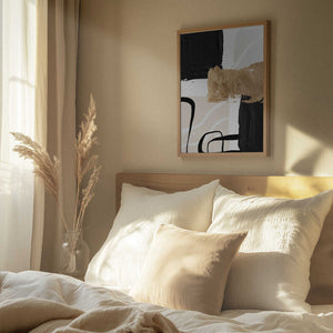 Tablou înramat „Abstract Black and Gold-4” de Sally Ann Moss