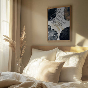 Tablou înramat „Abstract Black and Gold-3” de Sally Ann Moss