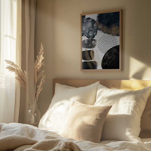 Tablou înramat „Abstract Black and Gold-2” de Sally Ann Moss
