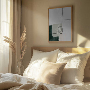Tablou înramat „Abstract Shapes in Green-1” de Sally Ann Moss