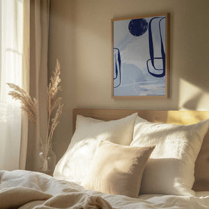 Tablou înramat „Lines of Blue-3” de Sally Ann Moss