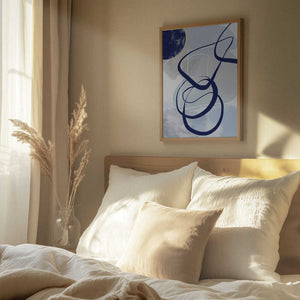 Tablou înramat „Lines of Blue-2” de Sally Ann Moss