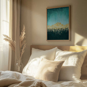 Tablou înramat „Golden Dawn Teal” de Alyson Storms