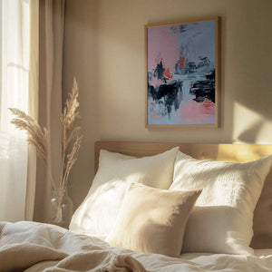 Tablou înramat „Pink and Grey Abstract 2” de Alyson Storms