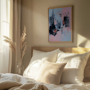 Tablou înramat „Pink and Grey Abstract 3” de Alyson Storms