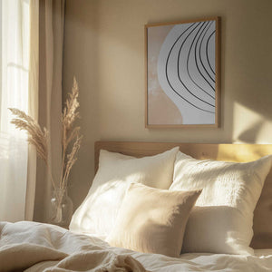 Tablou înramat „Beige Black Line Art” de Melloi Art Prints