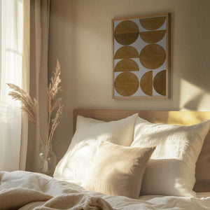Tablou înramat „Golden Geometric Rhythm” de THE MIUUS STUDIO