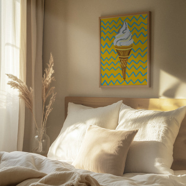 Tablou înramat „Ice Cream Yellow Zigzag” de Alice Straker