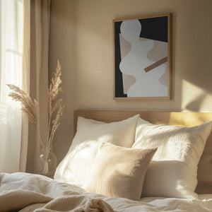 Tablou înramat „Beige Graphic Curves Art” de Elena Ristova