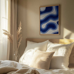 Tablou înramat „Blue Wave Patterns” de Elena Ristova