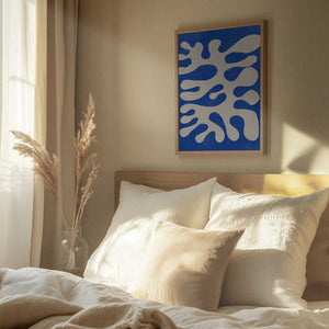 Tablou înramat „Organic Blue Shapes” de Elena Ristova