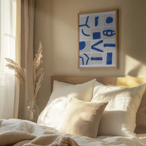 Tablou înramat „Minimalist Blue Brushstrokes” de Elena Ristova