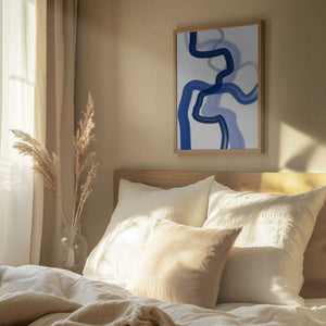 Tablou înramat „Fluid Blue Brushstrokes” de Elena Ristova