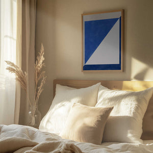Tablou înramat „Blue Geometric Play” de Elena Ristova