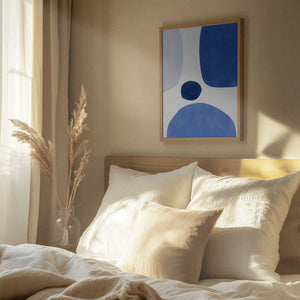 Tablou înramat „Blue Harmony Shapes” de Elena Ristova