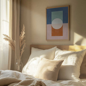 Tablou înramat „Geometric Shapes And A Muted Color Palette” de Elena Ristova