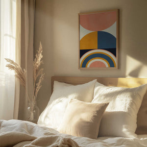 Tablou înramat „Rainbow Plus Shapes  Blue Mustard10” de Ana Rut Bre