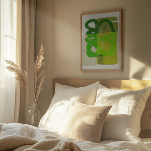 Tablou înramat „Painted Lines Green Tan 4 Kopie” de Ana Rut Bre