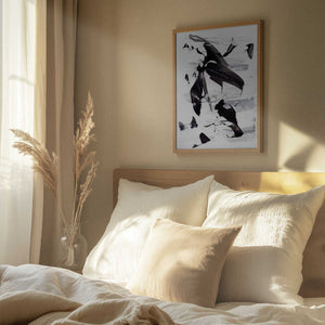 Tablou înramat „Monochrome Dynamic Brushstrokes” de uplusmestudio
