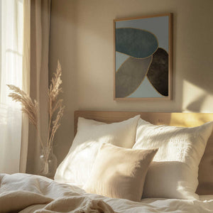 Tablou înramat „Abstract Circles With Gold 3” de Bilge Paksoylu