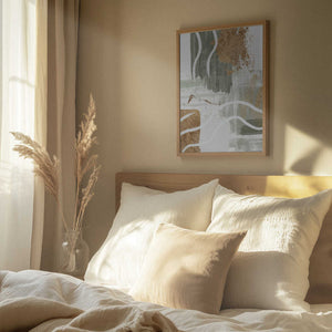 Tablou înramat „White Lines On Green 3” de Sally Ann Moss