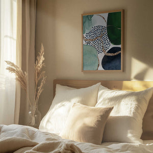 Tablou înramat „Green Shapes” de Sally Ann Moss