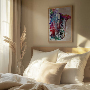 Tablou înramat „Saxophone music art” de Justyna Jaszke