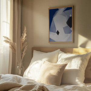 Tablou înramat „Blue Black and White Abstract” de Little Dean