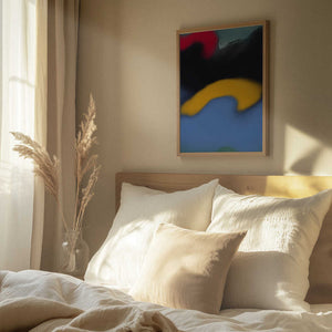 Tablou înramat „Black and Blue Abstract Liquify” de Little Dean
