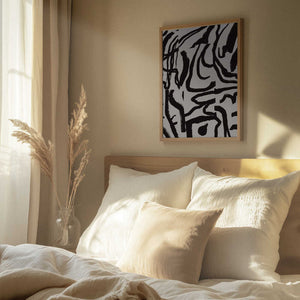 Tablou înramat „Black line in grey 02” de Little Dean