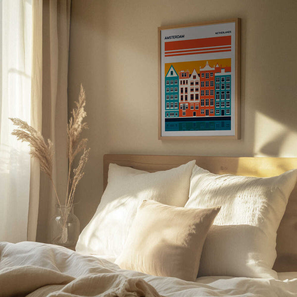 Tablou înramat „Amsterdam Travel Poster” de Retrodrome