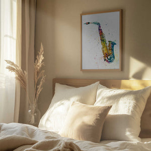 Tablou înramat „Saxophone Abstract Watercolor” de Michael Tompsett