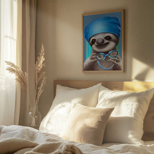 Tablou înramat „SLOTH WITH GOGGLES” de Adam Lawless